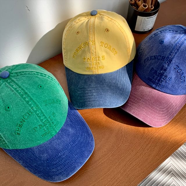 Tone Baseball Cap Two Lettering Embroidered