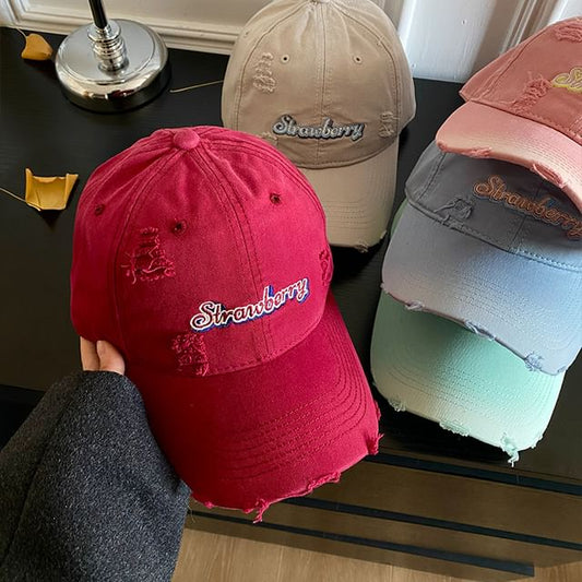 Cap Embroidered Lettering Baseball Distressed