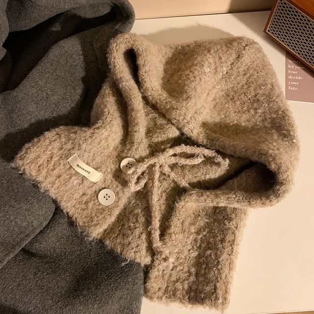 Knit Plain Balaclava Buttoned