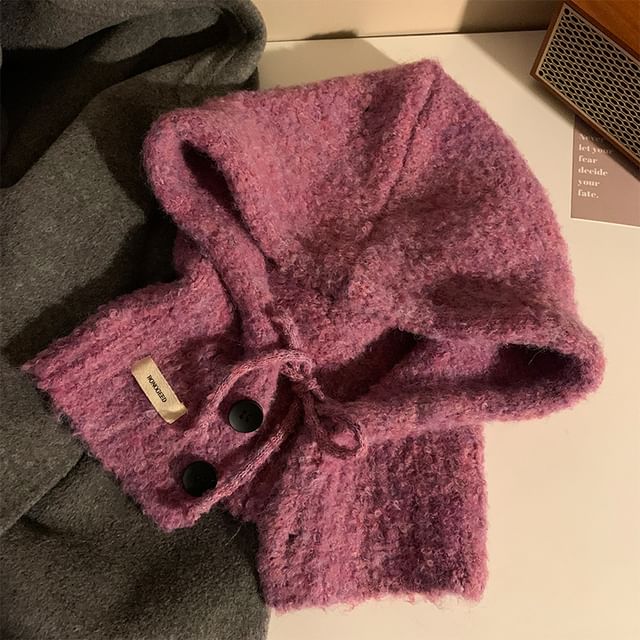 Knit Plain Balaclava Buttoned