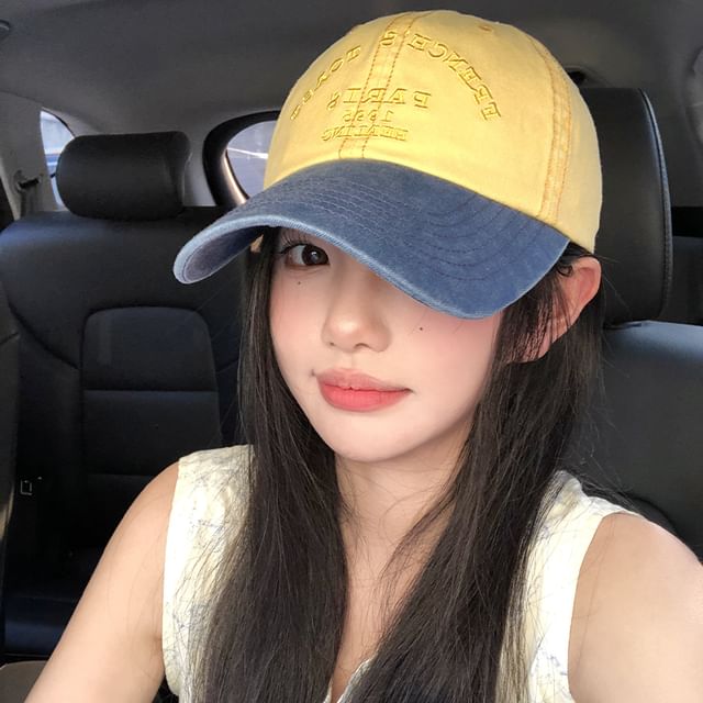 Tone Baseball Cap Two Lettering Embroidered