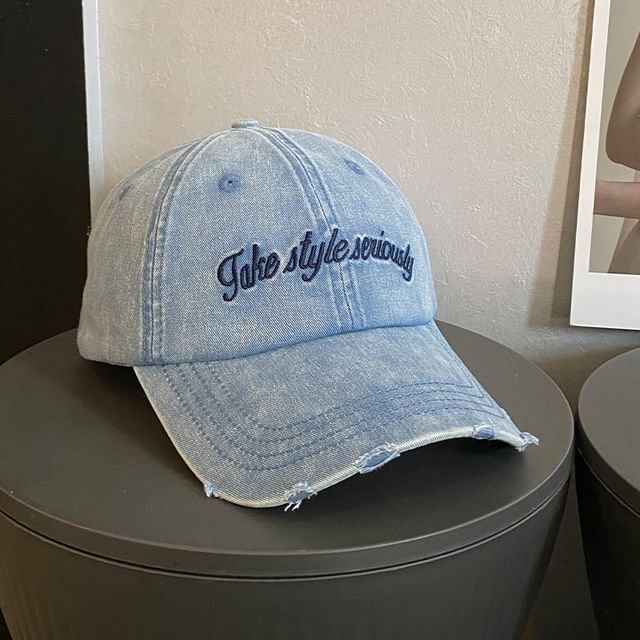 Distressed Embroidered Cap Lettering Baseball