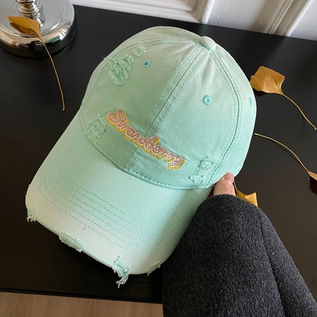 Cap Embroidered Lettering Baseball Distressed