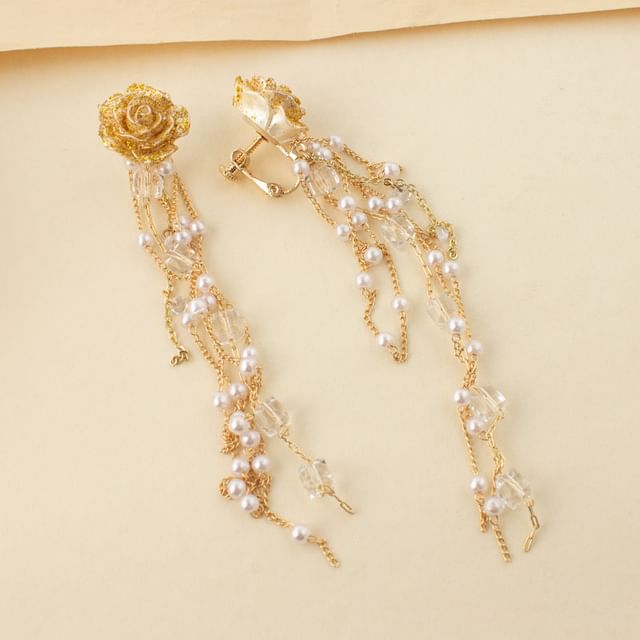 Pearl Flower Stud Faux Earring