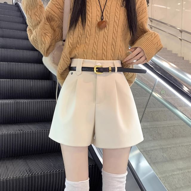 Plain Shorts Waist High