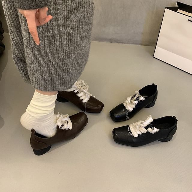 Pumps Toe Up Heel Square Block Lace