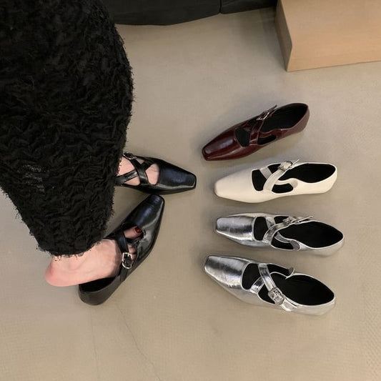 Wedge Square Mary Jane Cross Criss Toe Pumps Hidden