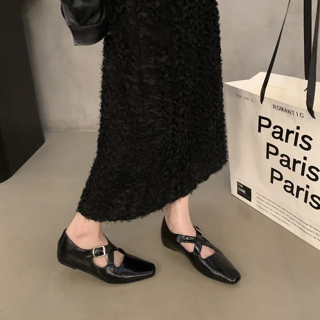 Wedge Square Mary Jane Cross Criss Toe Pumps Hidden