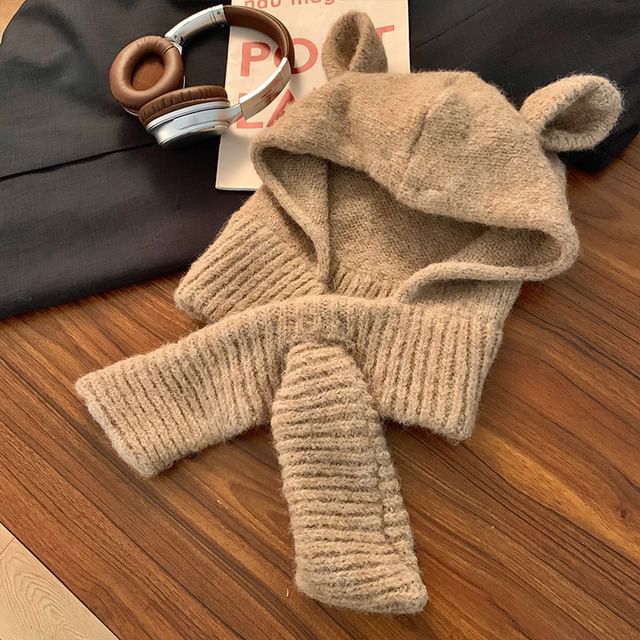 Scarf Rabbit Plain Ear Hooded