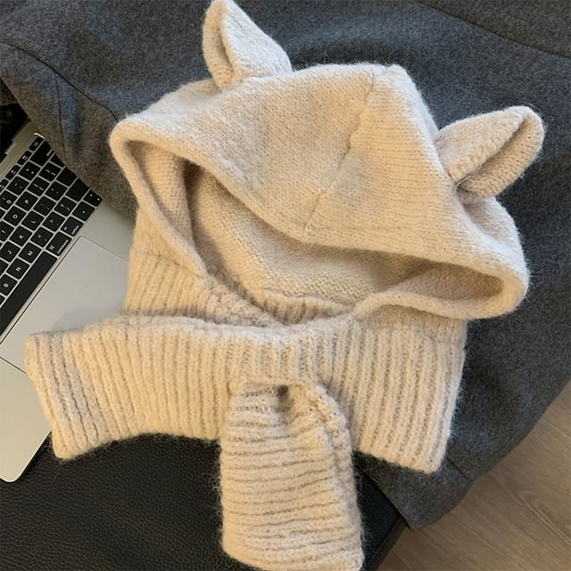 Scarf Rabbit Plain Ear Hooded