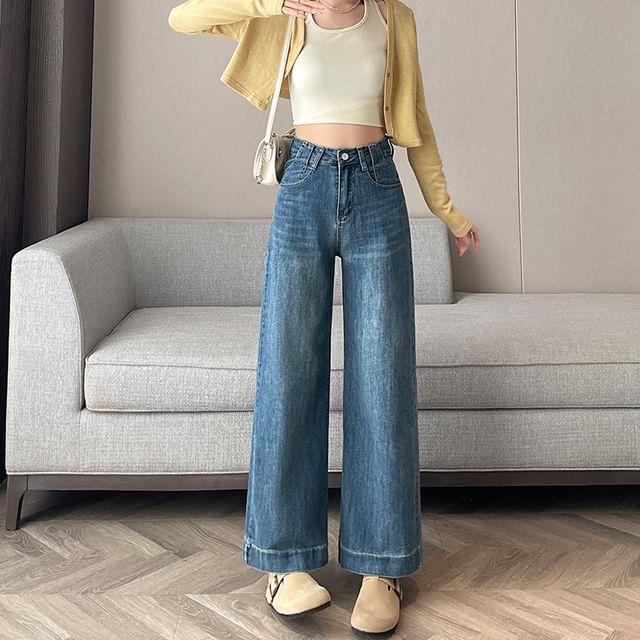 Wide Washed Cropped (Various High Waist Leg Designs) Jeans