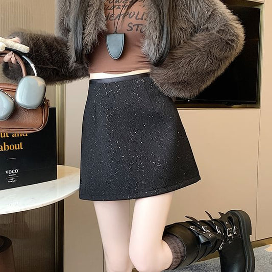 Rise Skirt Mini A-Line Sequin High