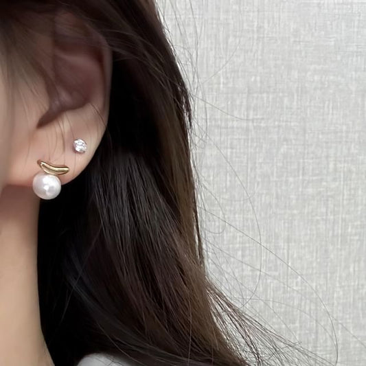 Stud Sterling Silver Faux 925 Earring Pearl