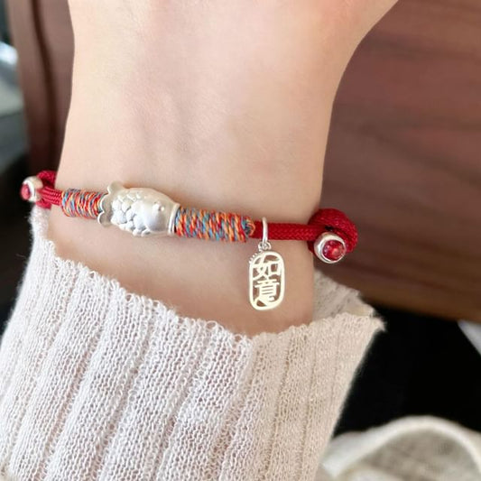 Silver String 925 Bracelet Sterling Fish