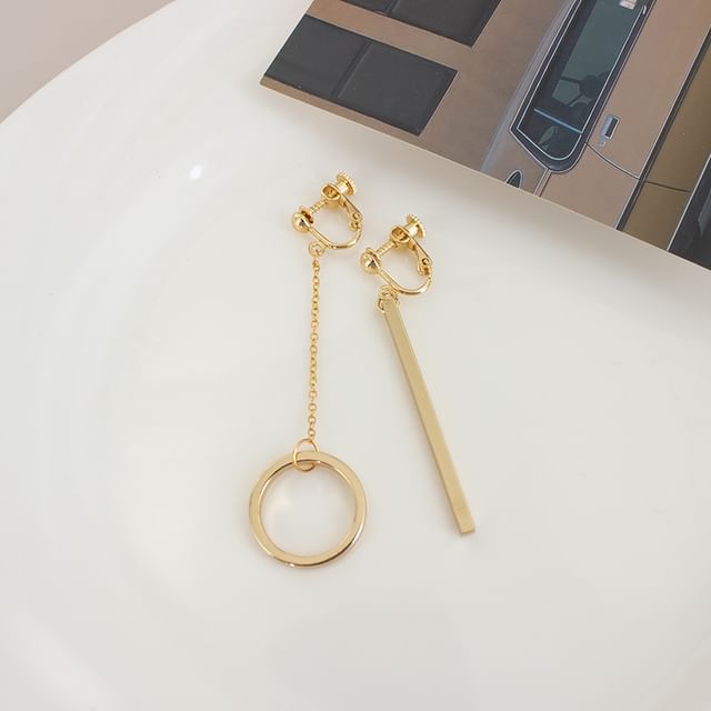 Asymmetrical / Clip On Drop Earring Star