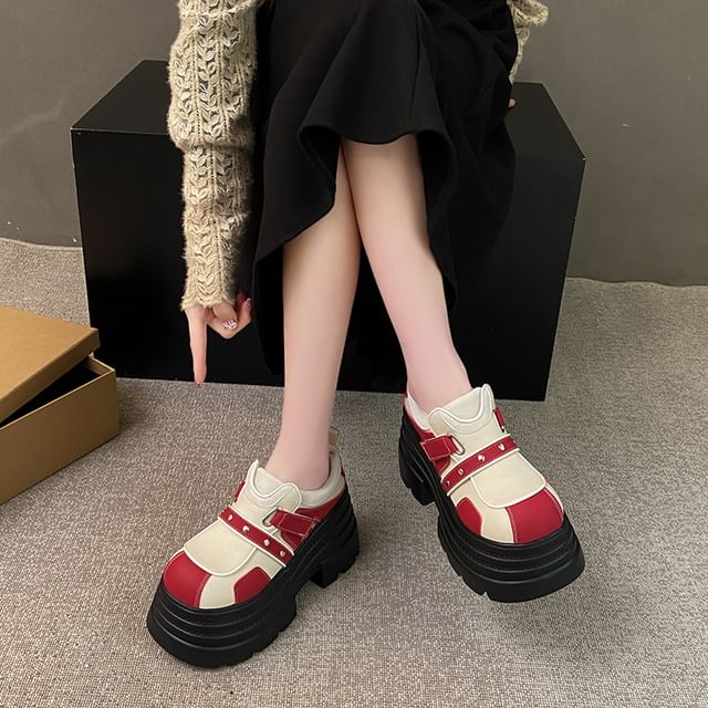 Platform Strap Adhesive Faux Leather Shoes