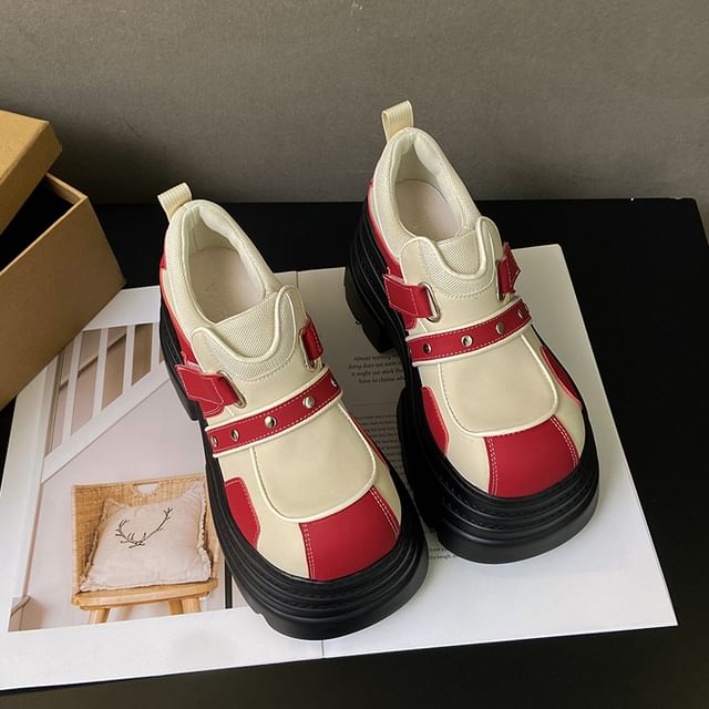 Platform Strap Adhesive Faux Leather Shoes