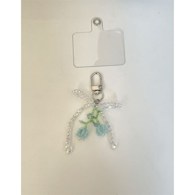 Flower Beaded Bow Phone Charm