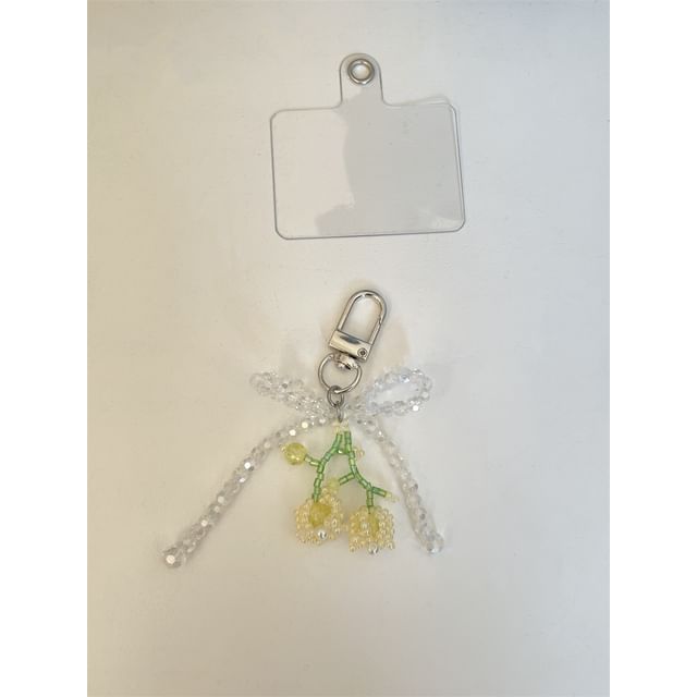Flower Beaded Bow Phone Charm