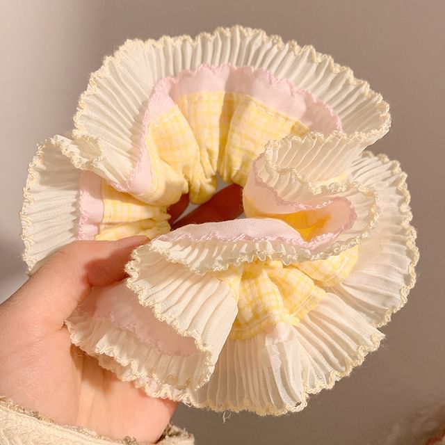 Panel Pleated Plaid Scrunchie