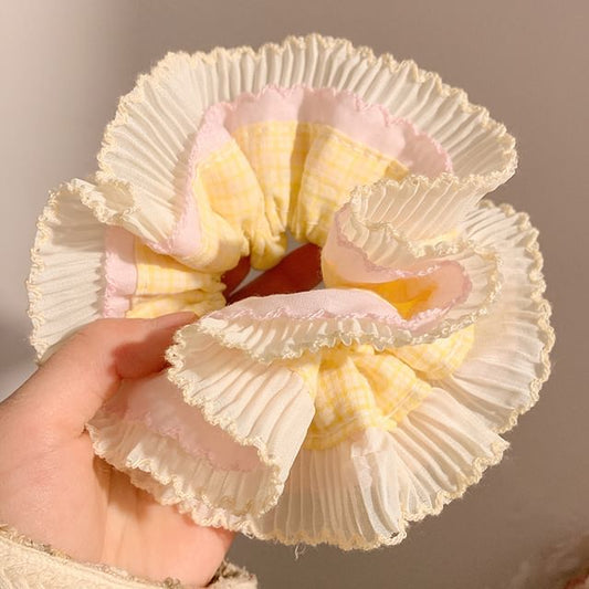Panel Pleated Plaid Scrunchie