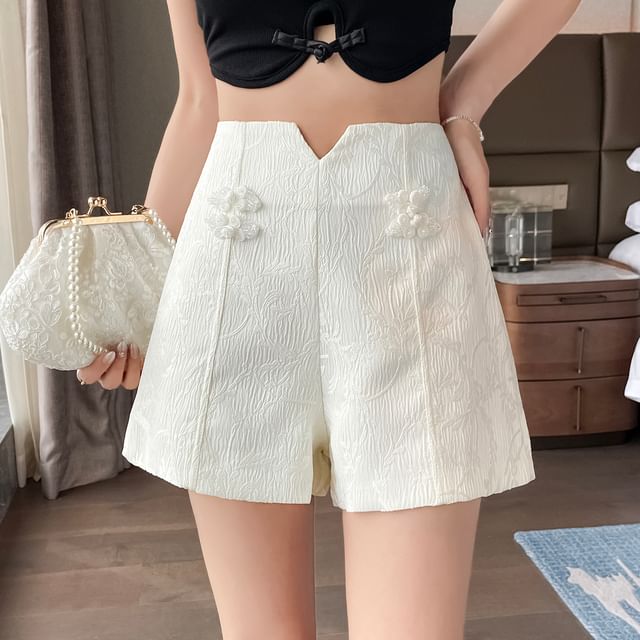 Plain Waist Frog High Shorts Button