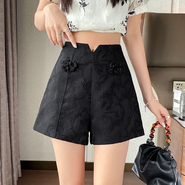 Plain Waist Frog High Shorts Button