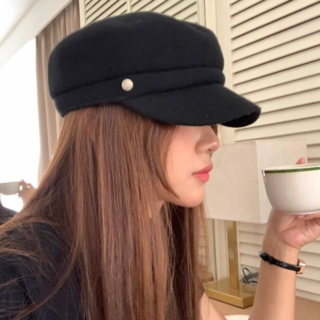 Buttoned Newsboy Cap