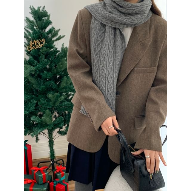 Cable-Knit Scarf Plain