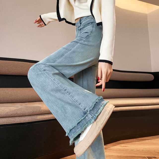 Fringed Bootcut Designs) Waist Jeans High Washed (Various