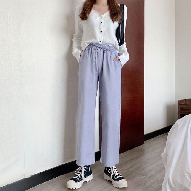 Cargo Wide Rise Plain High Pants Leg