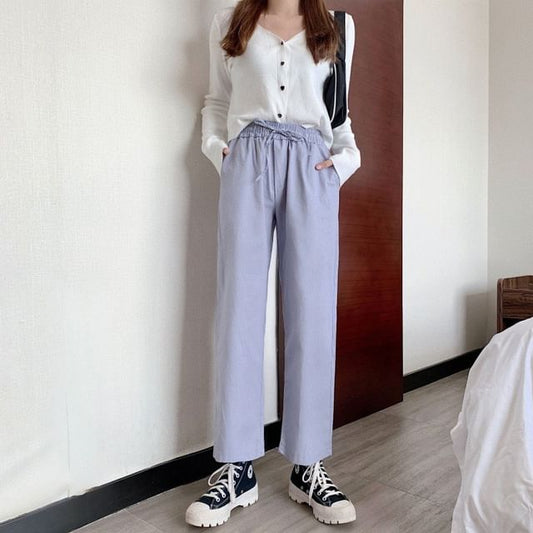 Cargo Wide Rise Plain High Pants Leg