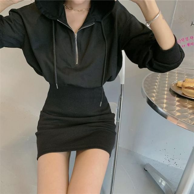 Dress Hoodie Mini Half Zip Plain