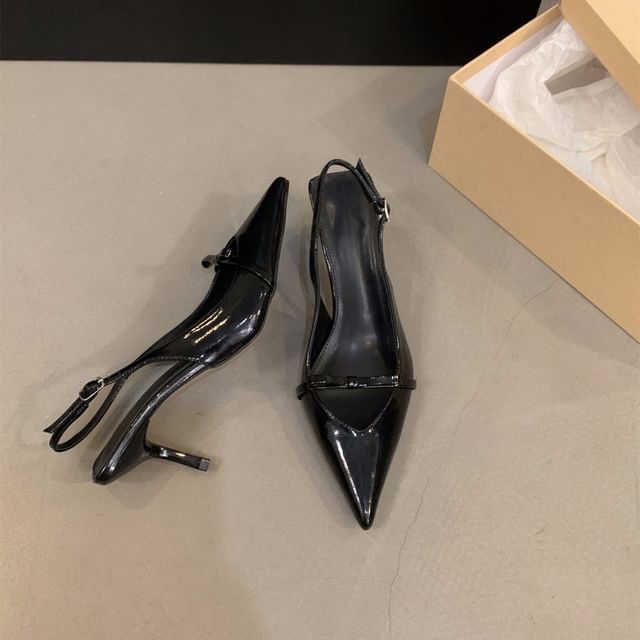 Bow Slingback High Sandals Heel Pointy