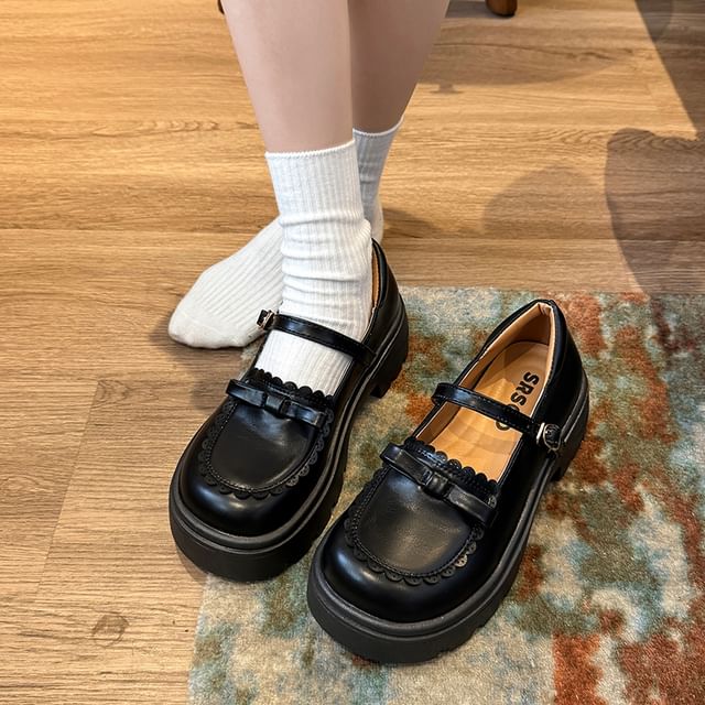 Platform Jane Mary Shoes Bow