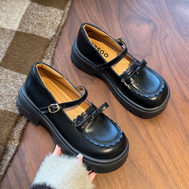 Platform Jane Mary Shoes Bow