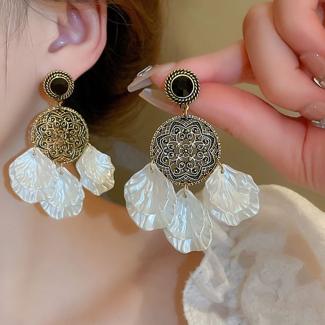 Earring Pearl Stud Flower Faux / Drop Ear