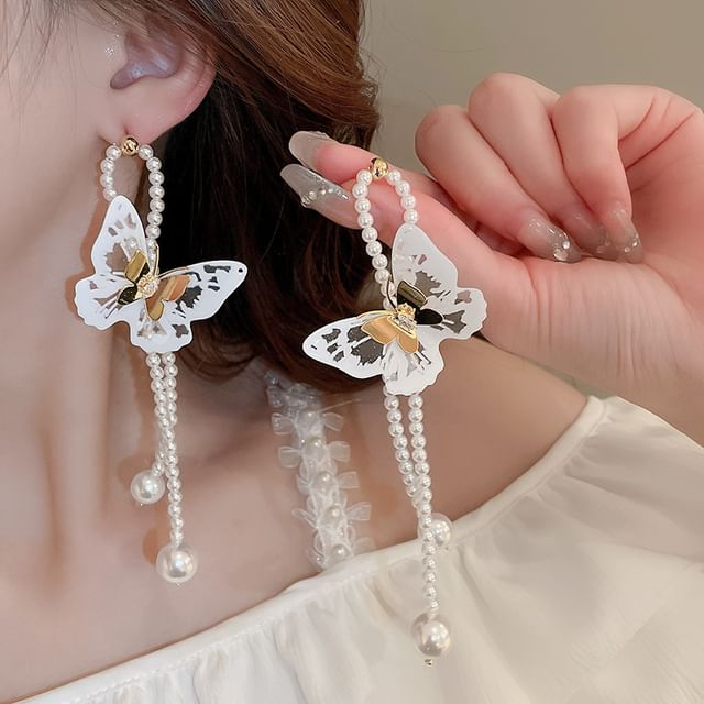Earring Pearl Stud Flower Faux / Drop Ear