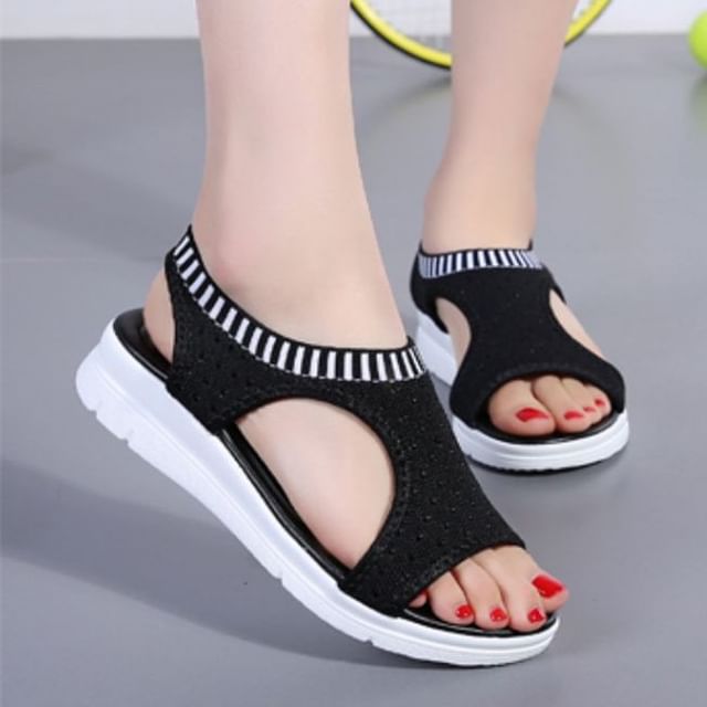 Contrast Trim Sandals Cutout