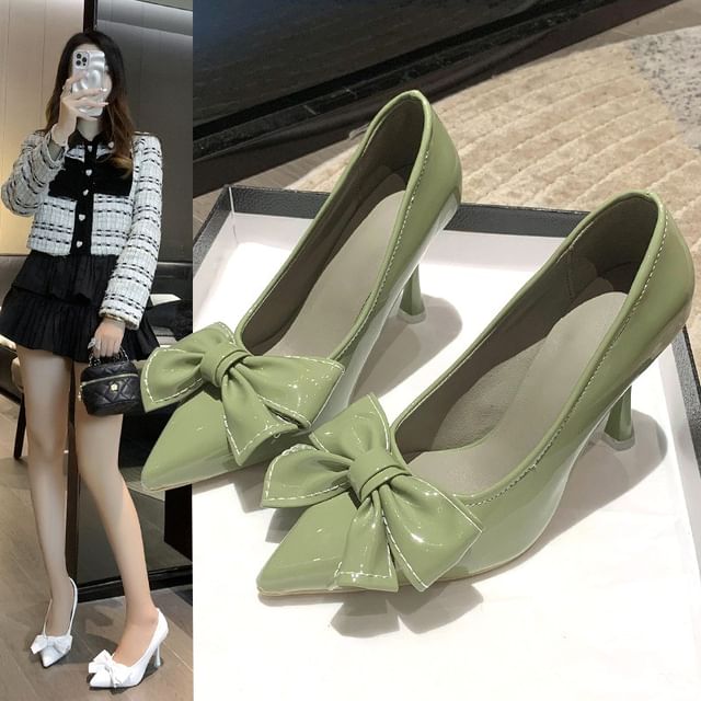 Pointy Heel Pumps Bow High