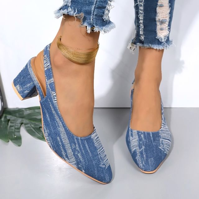 Sandals Chunky Slingback Heel Printed