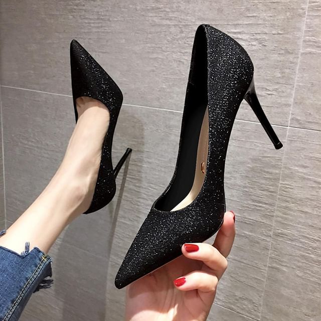 Pumps Heel Glitter Stiletto Pointy
