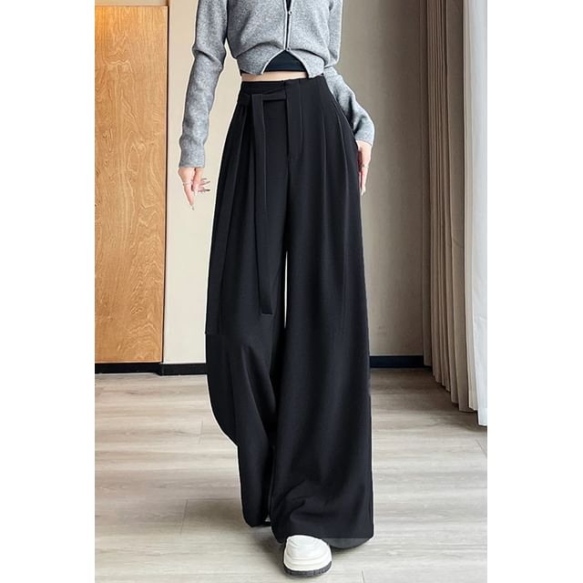 Designs) Leg Rise High Asymmetrical Wide Pants Plain (Various