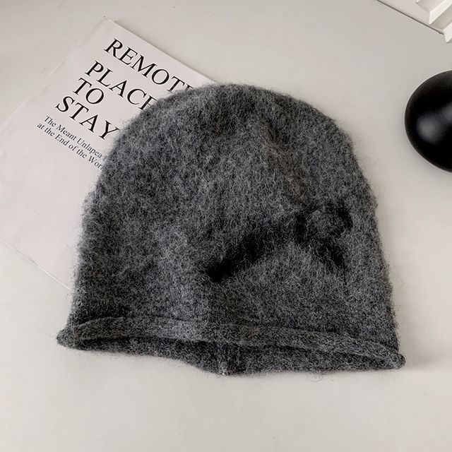 Print Knit Bow Beanie