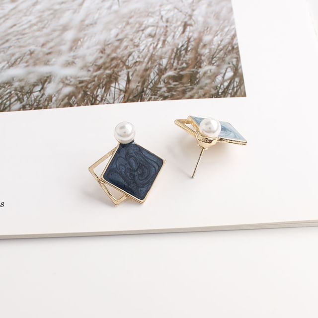 Earring Geometric Pearl / Stud On Clip Faux