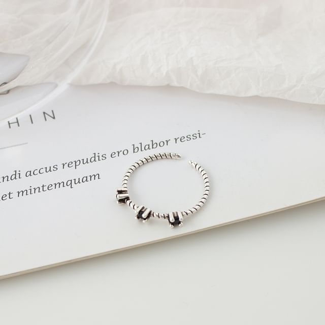 Open Flower Ring Set / Rhinestone