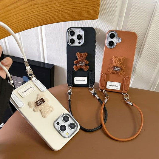 Case with Strap Phone Applique Bear