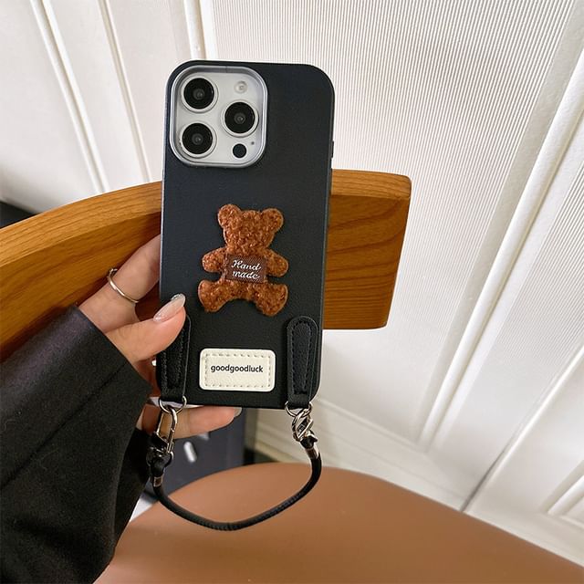 Case with Strap Phone Applique Bear