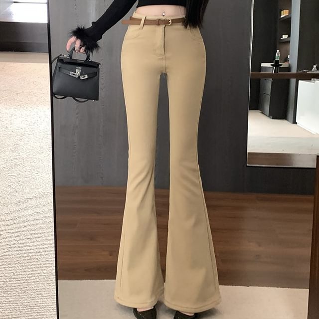 Pants Flared Plain Waist High