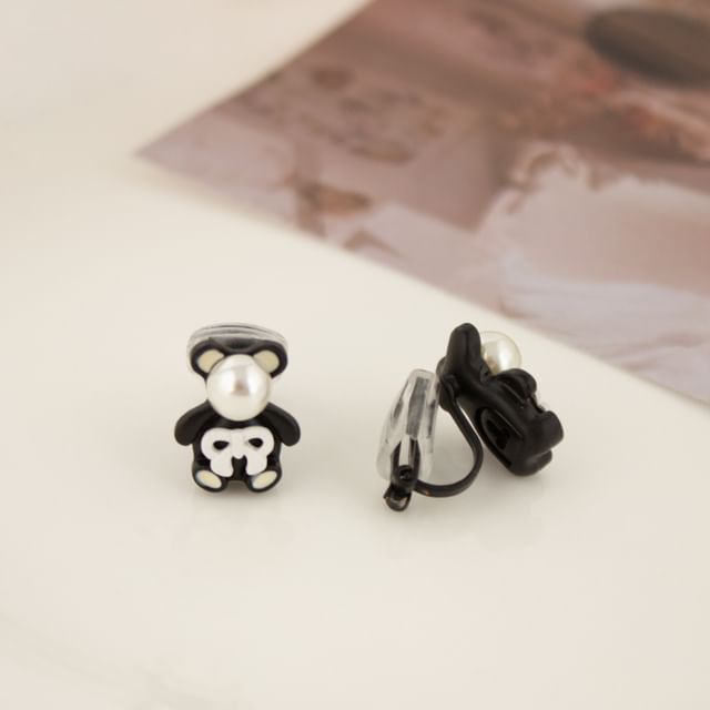 Clip Faux Earring / Bear Pearl Stud On